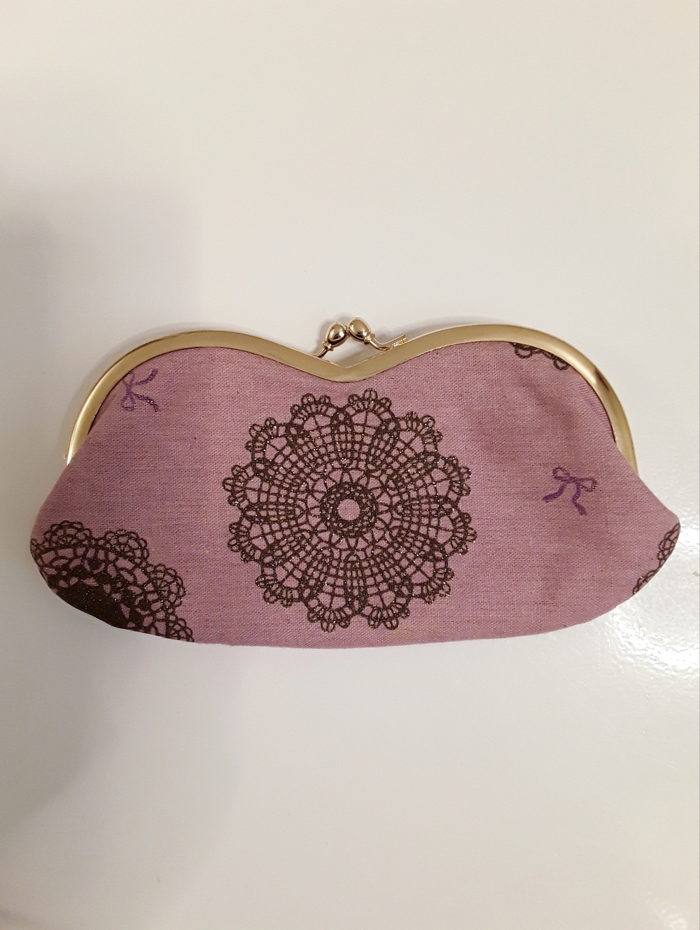 Handmade Boho Pink + Gold Clutch - Natural Fibres - Cotton, Linen